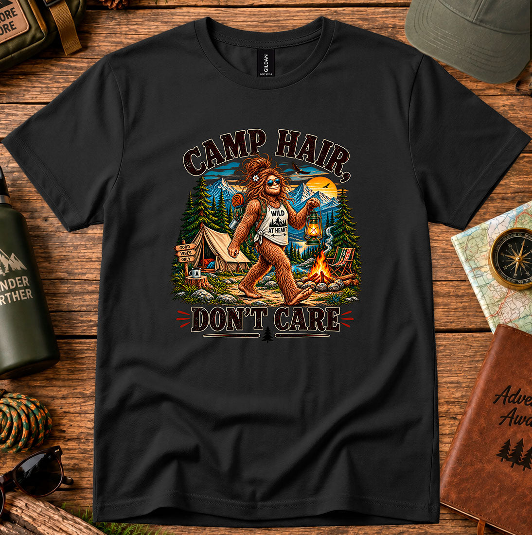 Camp Hair Don't Care Bigfoot T-Shirt