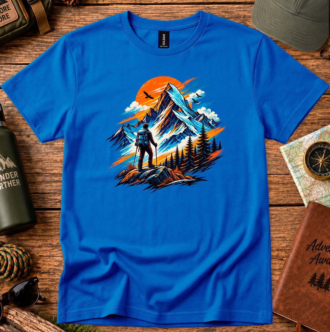 Sunset Mountain Hiker Silhouette T-Shirt