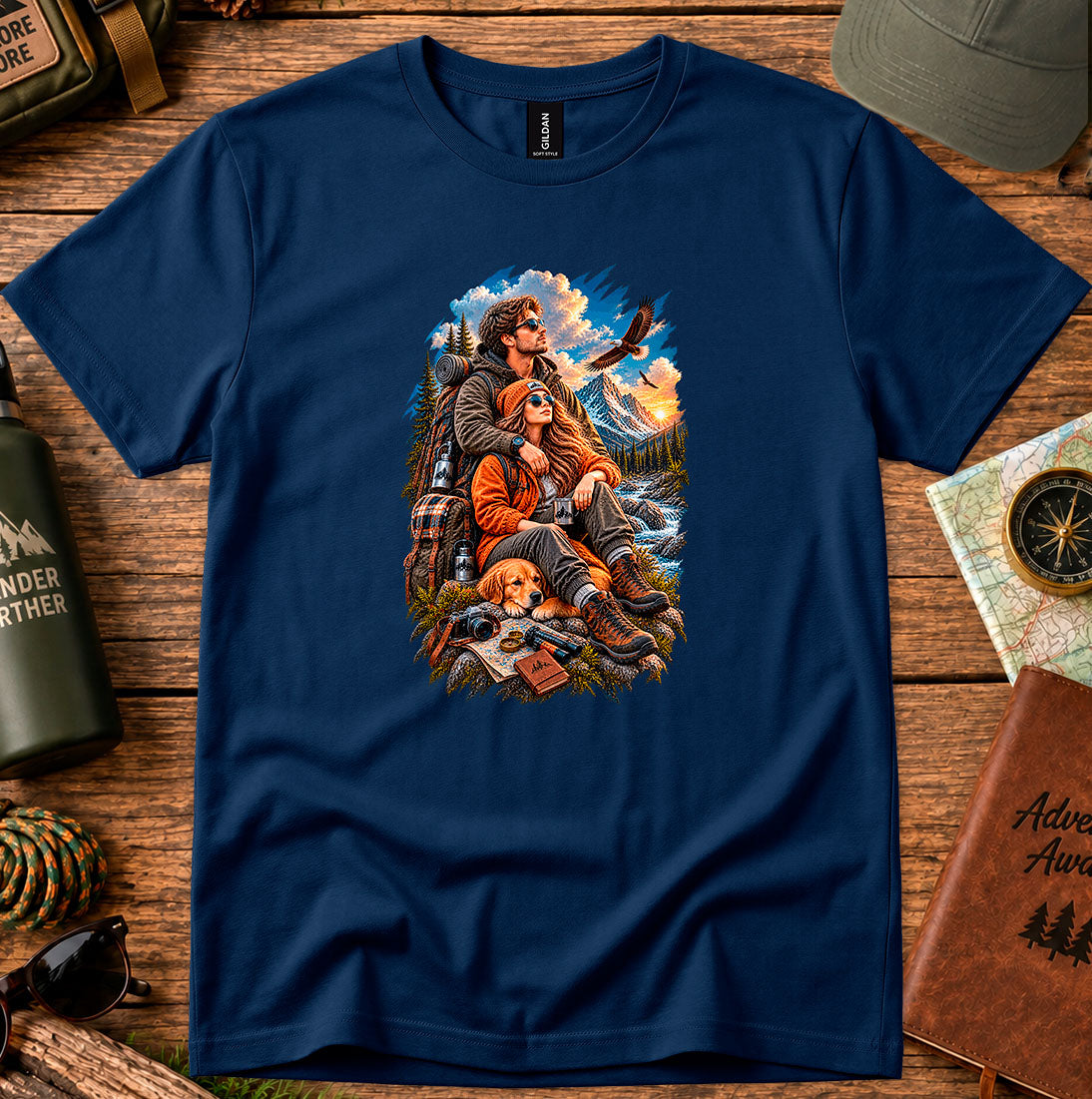 Mountain Sunset Adventure Couple T-Shirt