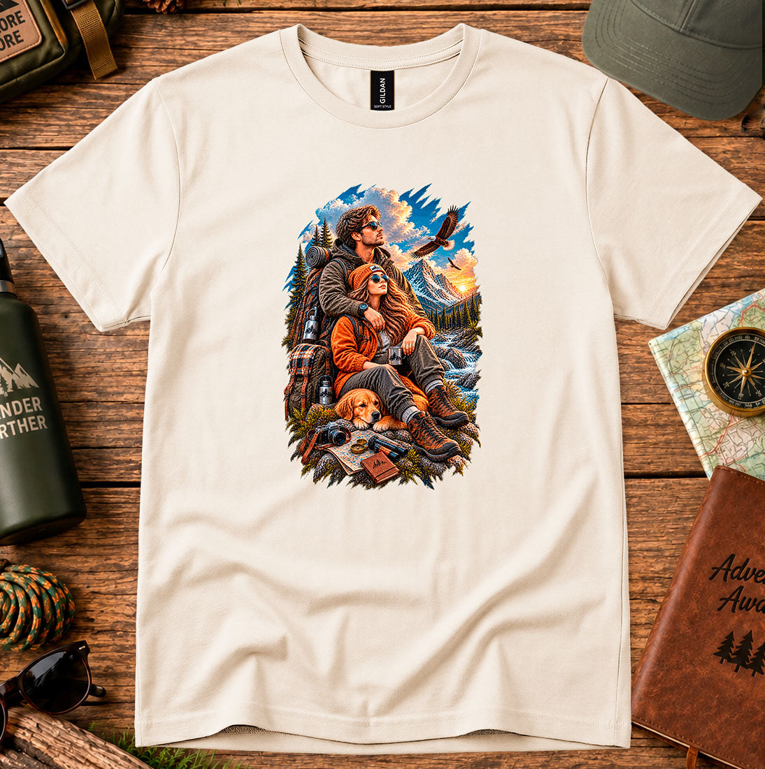 Mountain Sunset Adventure Couple T-Shirt