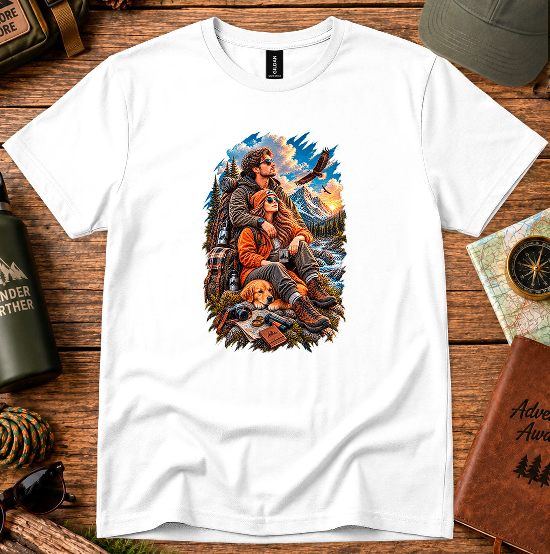 Mountain Sunset Adventure Couple T-Shirt