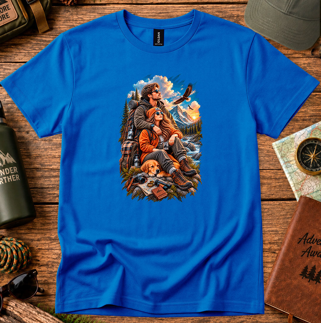 Mountain Sunset Adventure Couple T-Shirt
