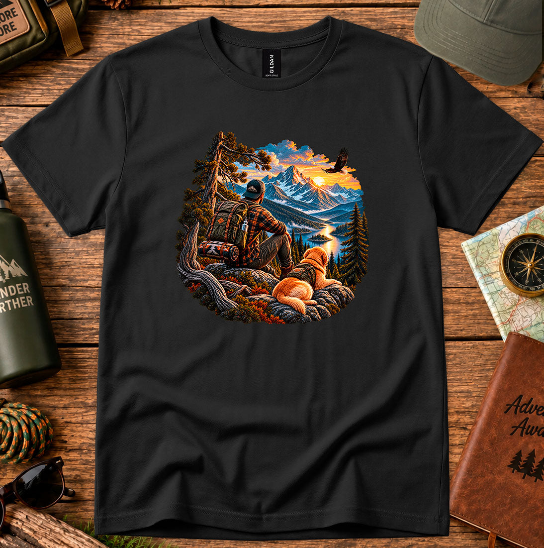 Mountain Campfire & Dog T-Shirt