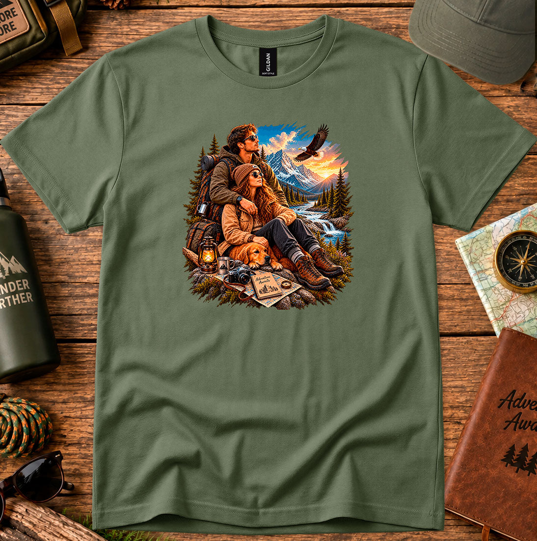 Riverside Hiking Couple T-Shirt