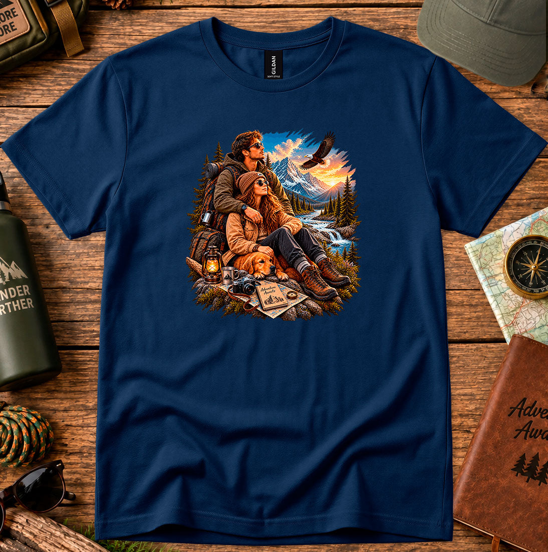 Riverside Hiking Couple T-Shirt