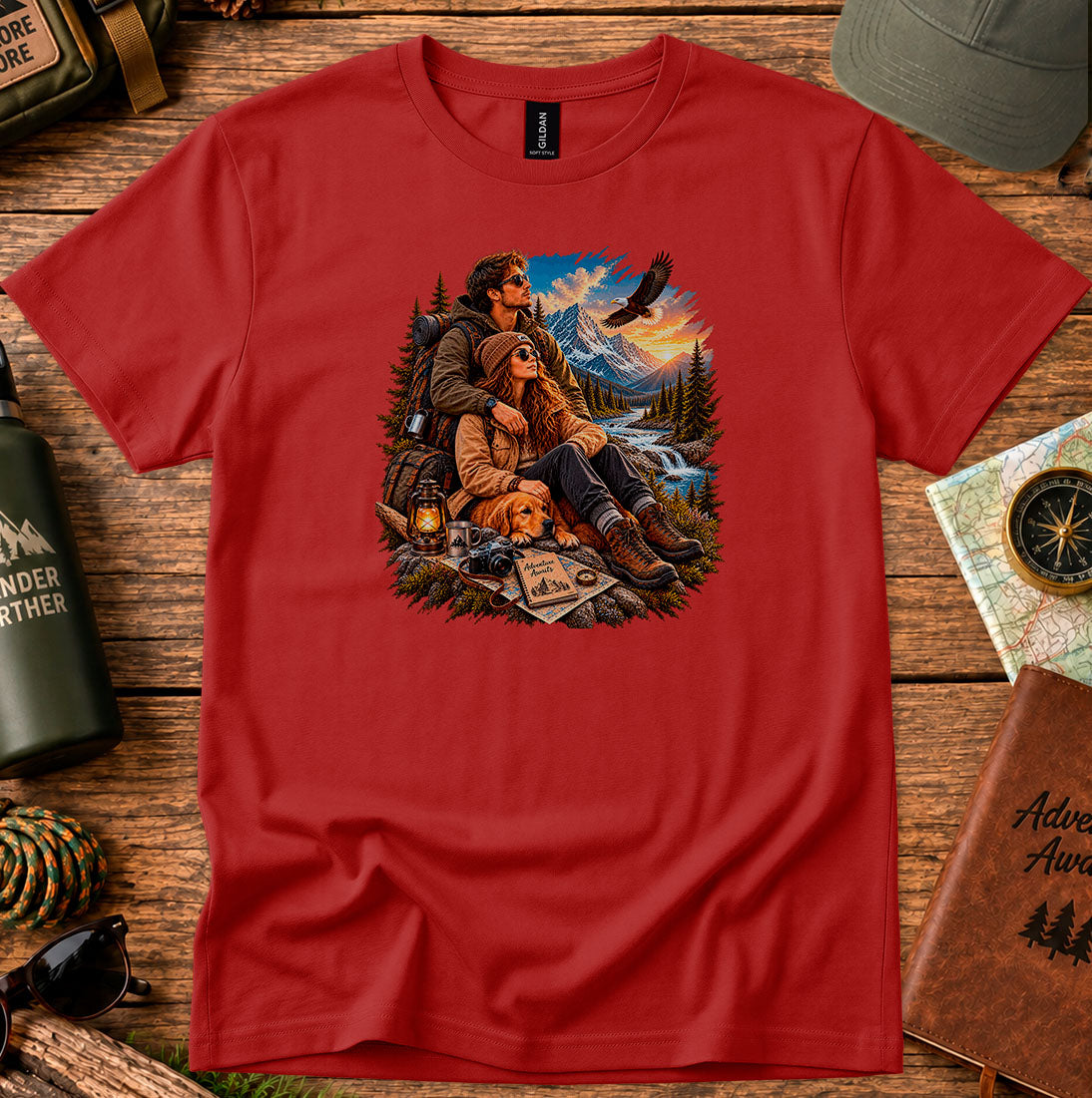 Riverside Hiking Couple T-Shirt