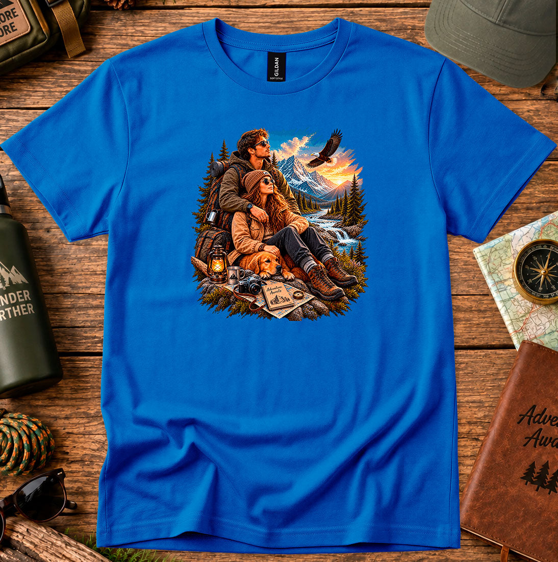 Riverside Hiking Couple T-Shirt