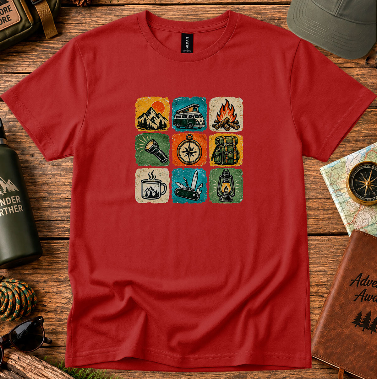 Camp Icons Graphic T-Shirt — Vintage Outdoor Adventure Tee