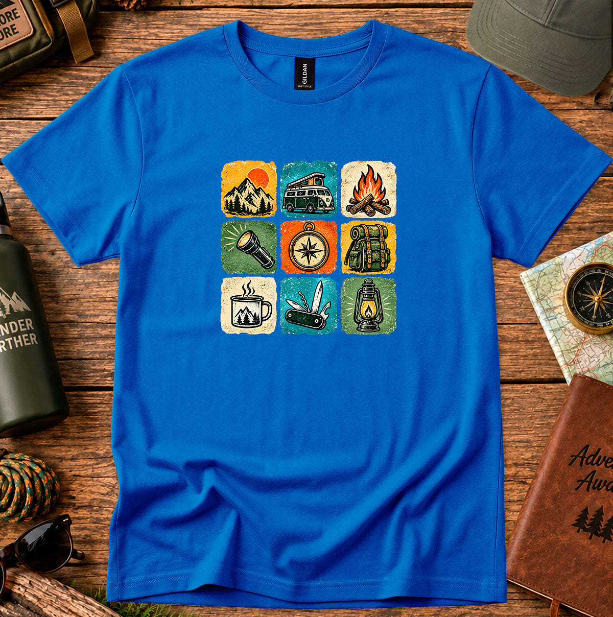 Camp Icons Graphic T-Shirt — Vintage Outdoor Adventure Tee