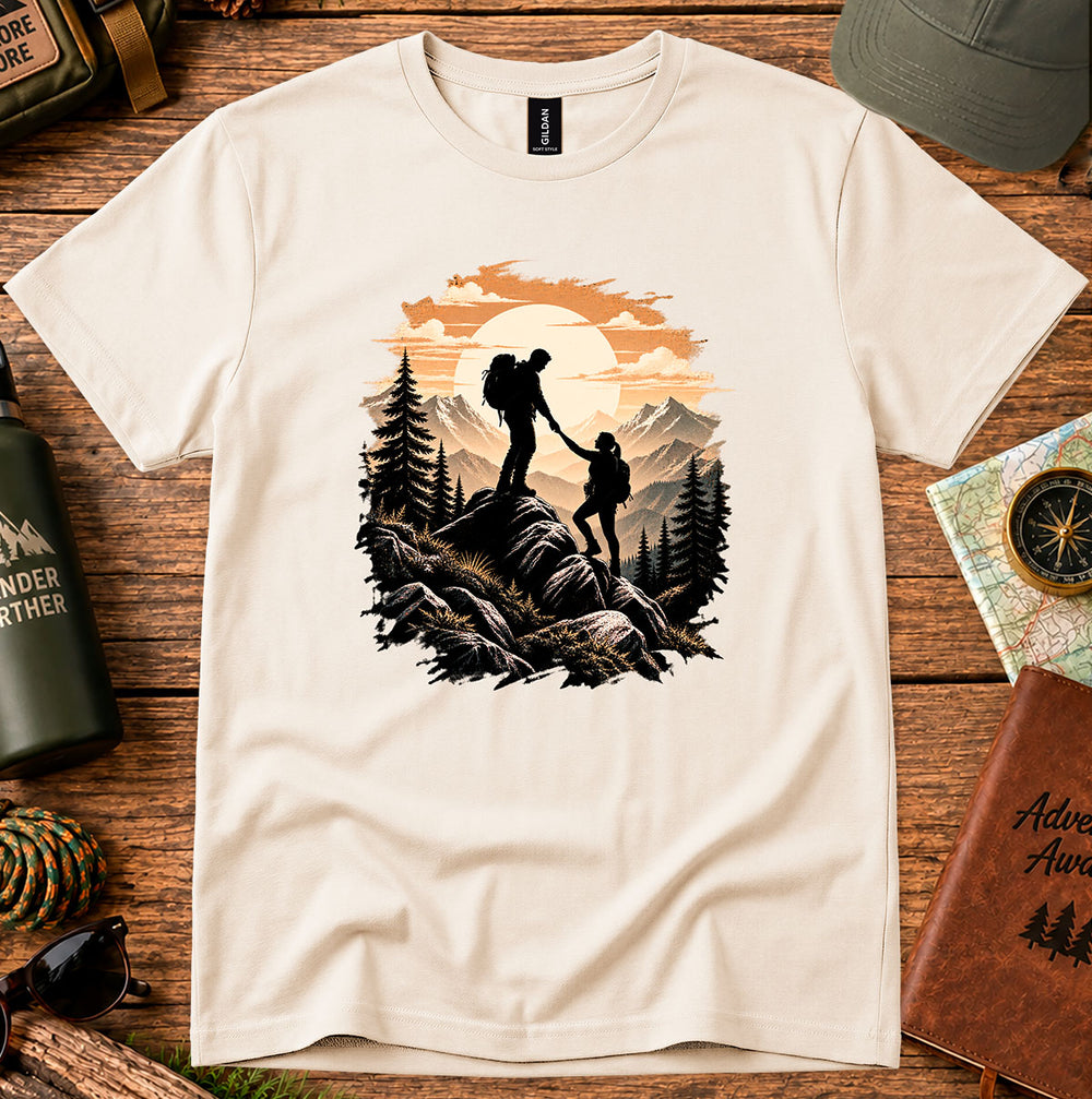 Hiking Adventure Graphic Tee — Mountain Trail Silhouette T-Shirt