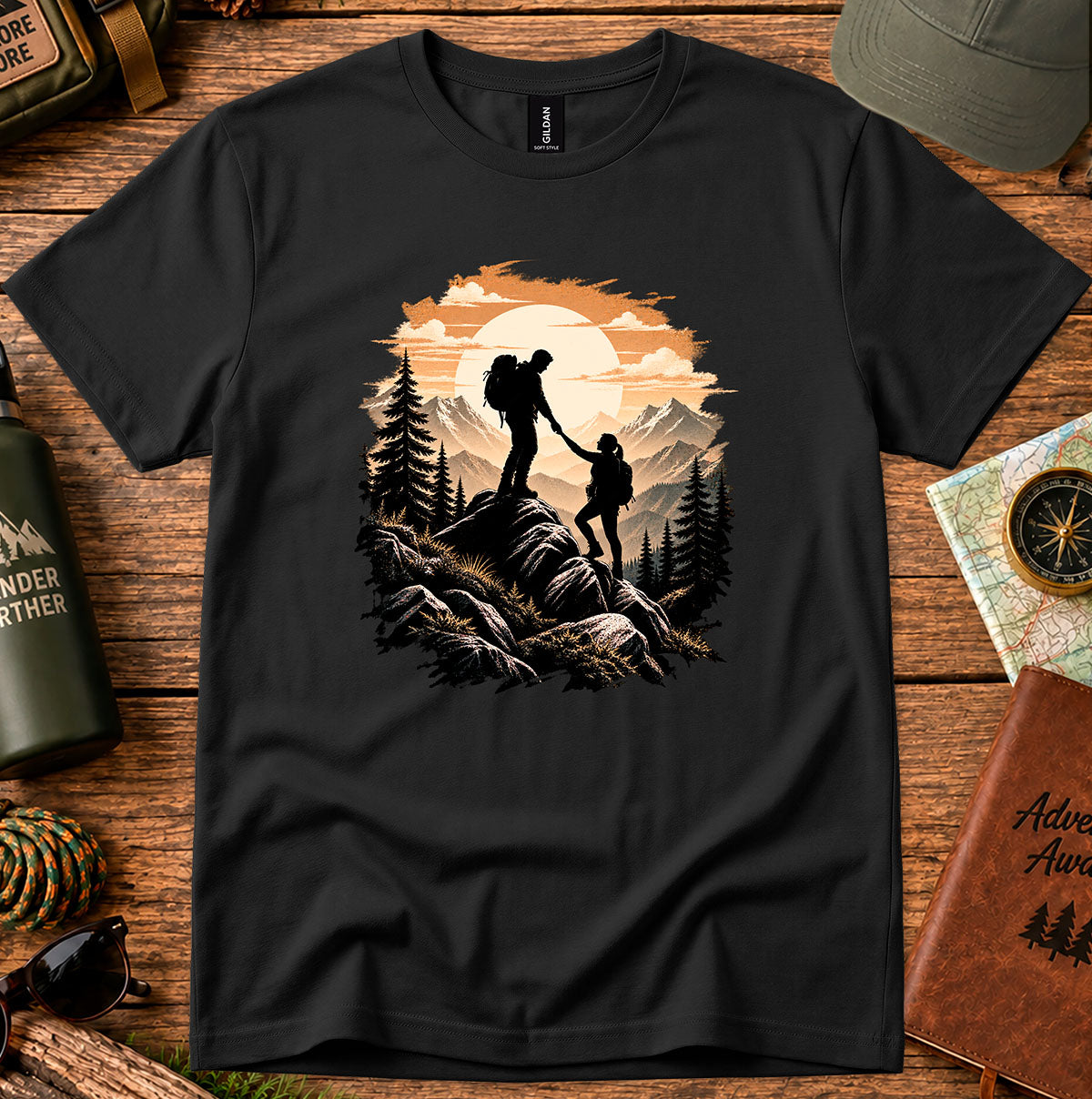 Hiking Adventure Graphic Tee — Mountain Trail Silhouette T-Shirt