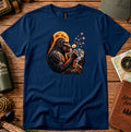 T-shirt featuring a gorilla blowing dandelion seeds beneath a glowing moon